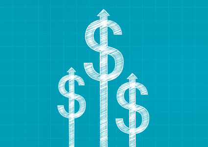 three white dollar signs on a teal background